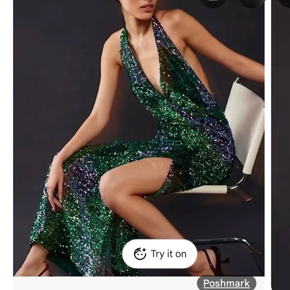 Free People Teal and Purple Sequin Dress